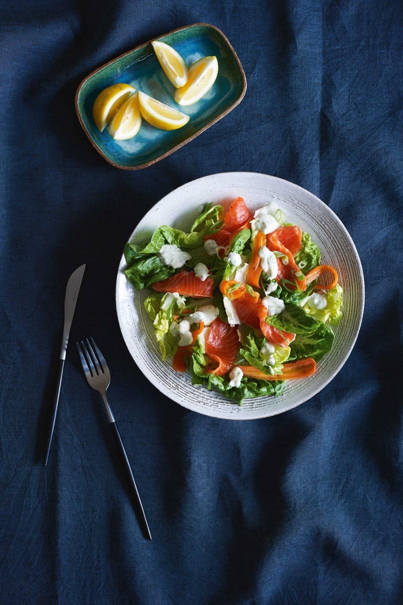 BABY GEM, GRAVLAX, CARROT PICKLE & DILL SOUR CREAM DRESSING BABY GEM, GRAVLAX, CARROT PICKLE & DILL SOUR CREAM DRESSING