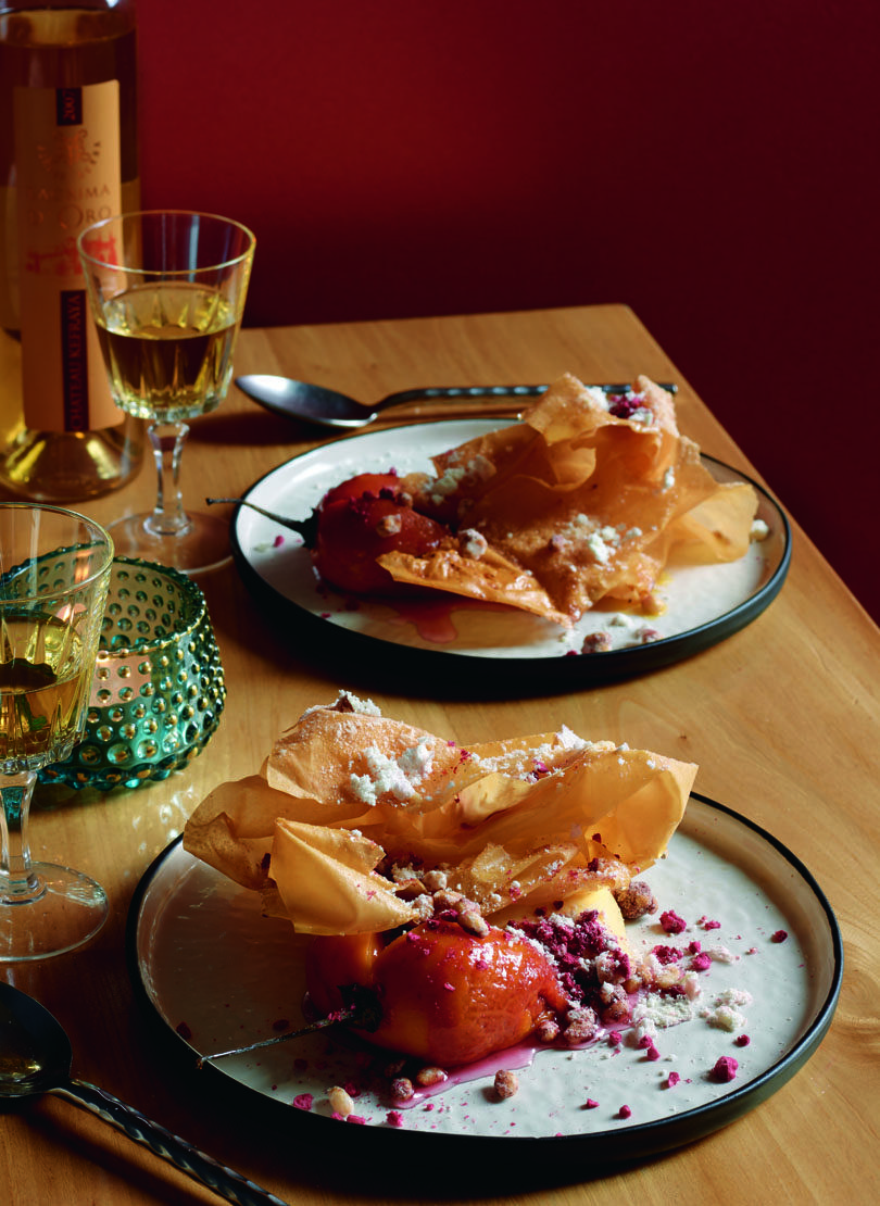 NANAS “PEACH PIE” WITH TAMARILLOS