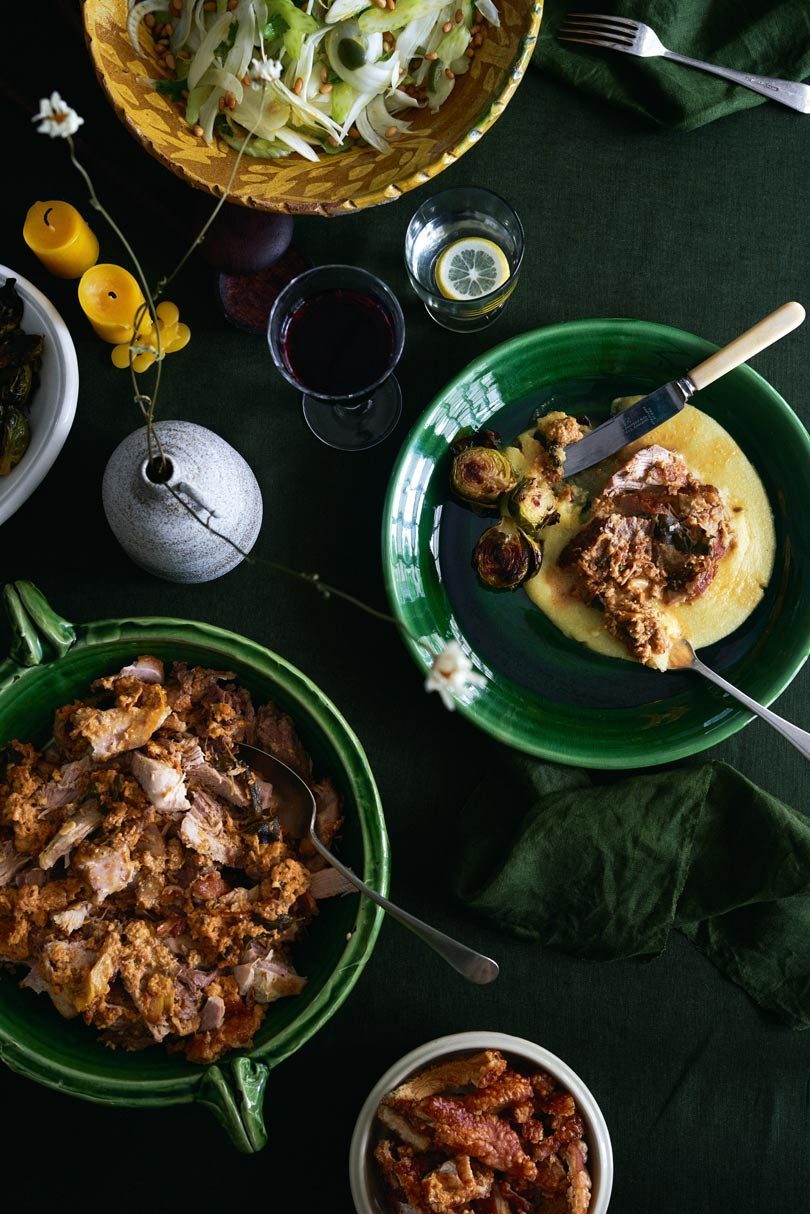 POT-ROASTED PORK SHOULDER IN MILK, LEMON, SAGE & FENNEL SEEDS WITH SOFT POLENTA POT-ROASTED PORK SHOULDER IN MILK, LEMON, SAGE & FENNEL SEEDS WITH SOFT POLENTA