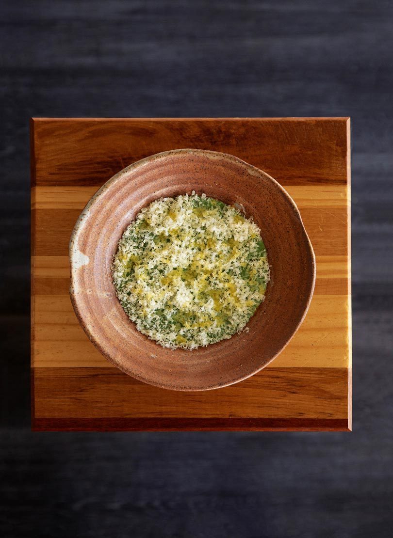 ASPARAGUS SOUP TOPPED WITH CURIO BAY PECORINO & OLIVE OIL