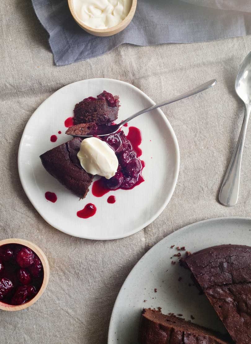 Flourless Chocolate Cake with Sour Cherry Compote Flourless Chocolate Cake with Sour Cherry Compote
