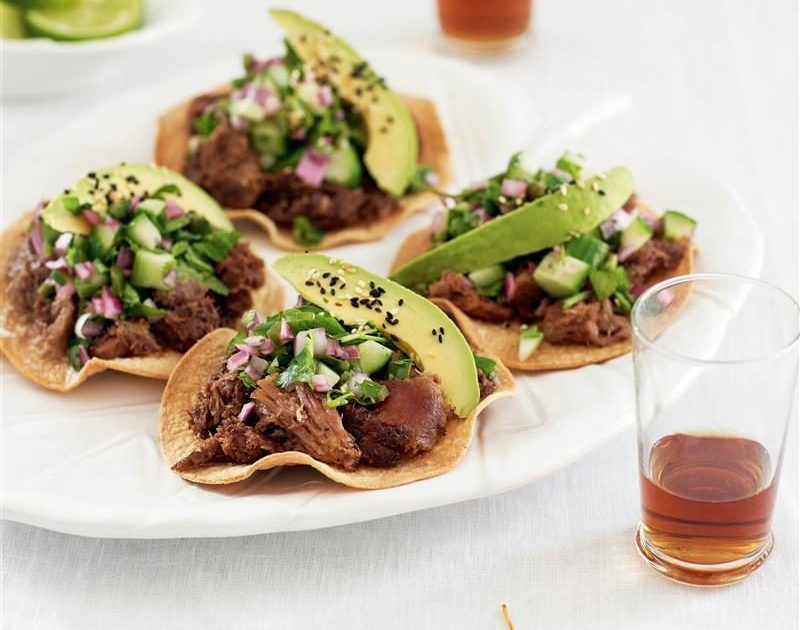 Beef-tongue tostadas