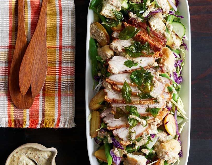 Crisp Pork Belly Gado Gado with Three-Seed Sauce