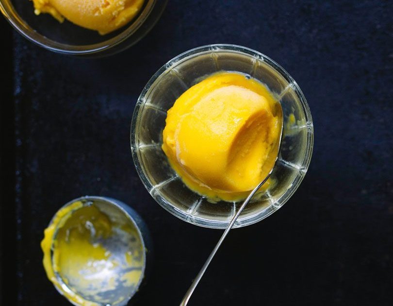 Quick Mango & Lime-Leaf Sorbet