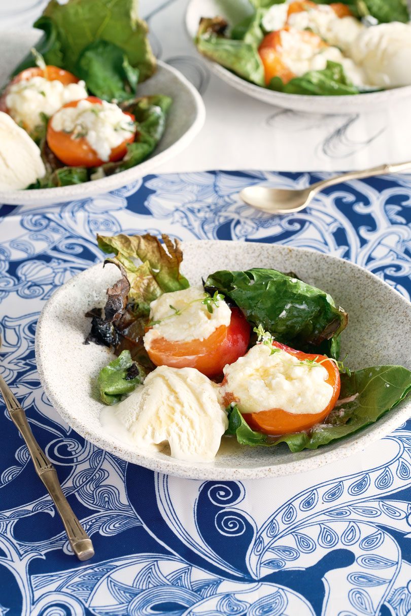 BARBECUED APRICOTS, HONEY & CHÈVRE IN FIG LEAVES BARBECUED APRICOTS, HONEY & CHÈVRE IN FIG LEAVES