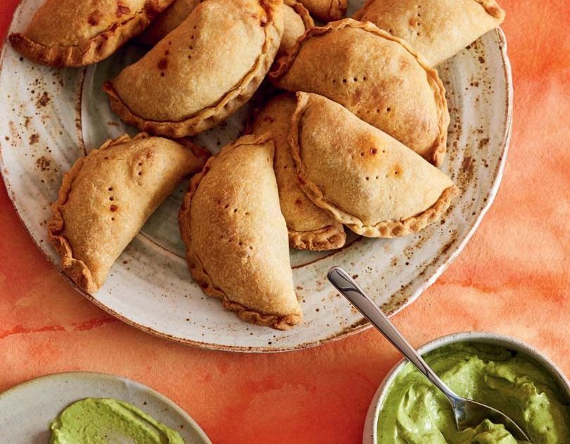CHICKEN & CAPSICUM EMPANADAS WITH AVOCADO DRESSING