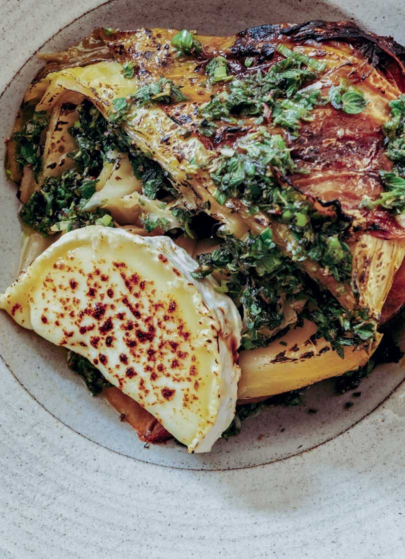 STEWED CABBAGE WITH GOAT’S CHEESE & CHIMICHURRI STEWED CABBAGE WITH GOAT’S CHEESE & CHIMICHURRI
