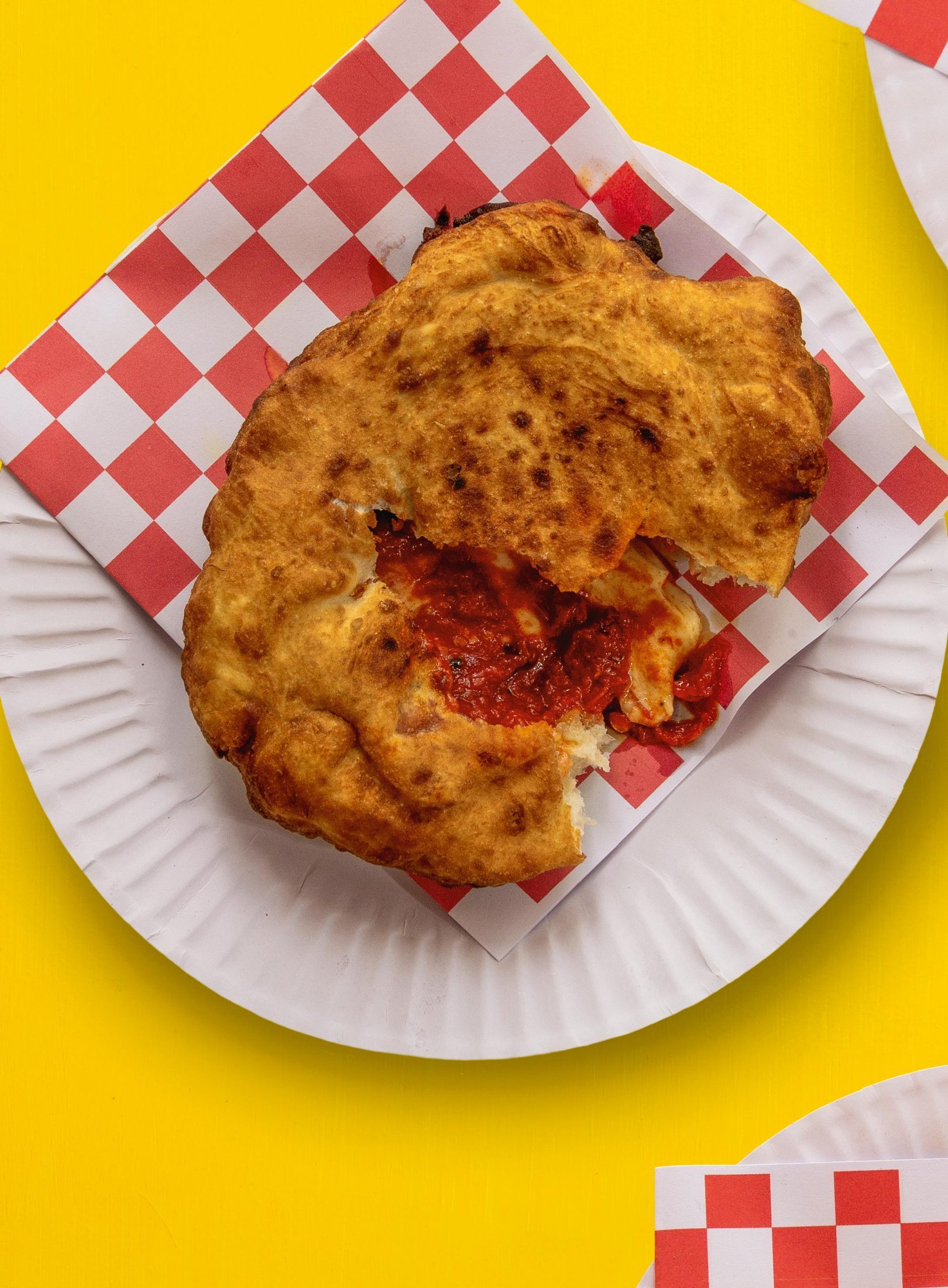 PIZZA FRITTA: TOMATO, CHARRED CHILLI & MOZZARELLA PIZZA FRITTA: TOMATO, CHARRED CHILLI & MOZZARELLA