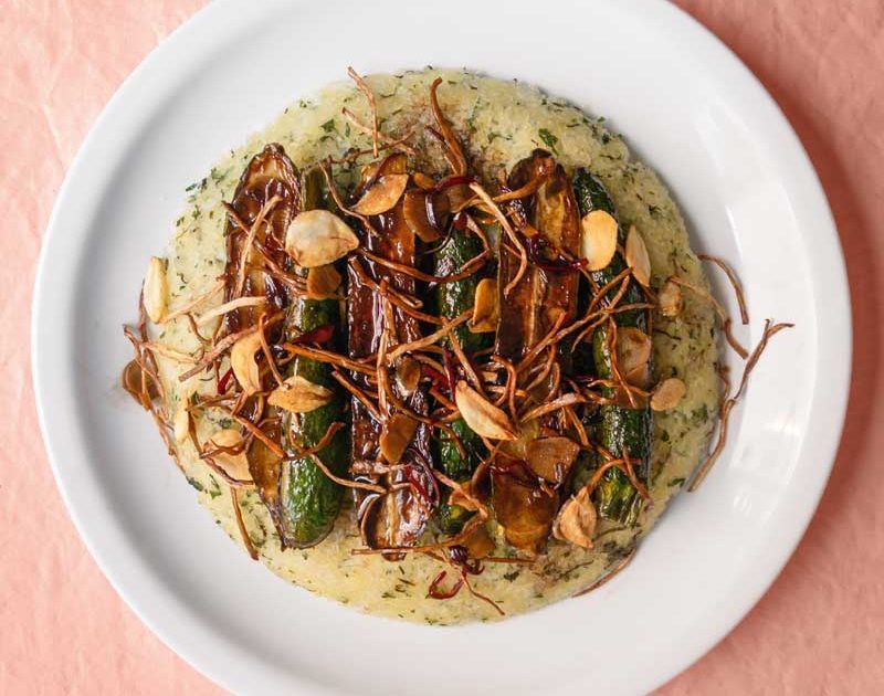 STICKY GINGER & BLACK VINEGAR ZUCCHINI WITH CRISPY RICE