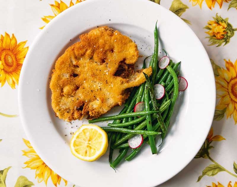 CAULIFLOWER COTOLETTA WITH BLISTERED BEANS