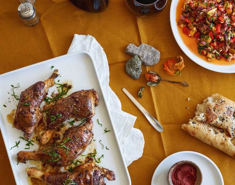 OLIVE, CAPER & ANCHOVY-STUFFED CHICKEN WITH AJVAR