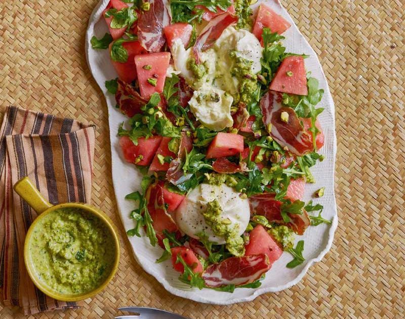 POAKA COPPA, WATERMELON, BURRATA & PISTACHIO PESTO