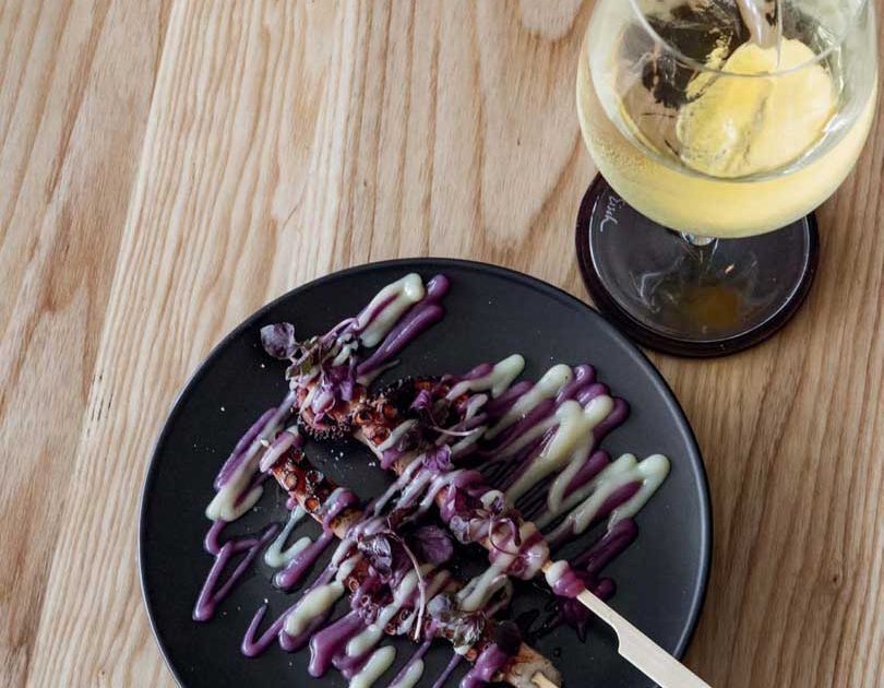 ANTICUCHO DE PULPO PAIRED WITH VERMOUTH & SODA