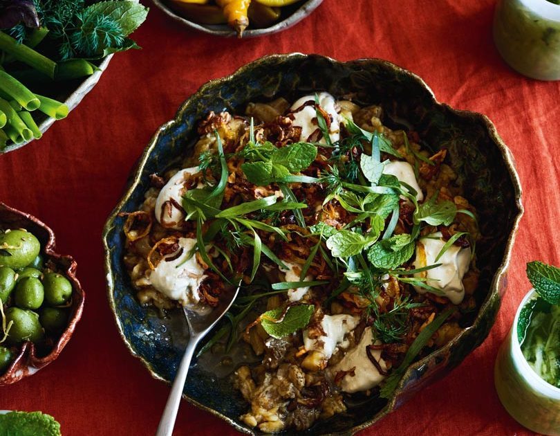 SMOKY EGGPLANT WITH WALNUTS & CHEESY YOGHURT