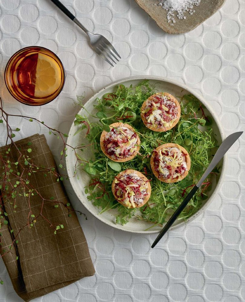 CHICKEN LIVER PARFAIT TARTS WITH WALNUT CREAM, WITLOOF & PECORINO ...