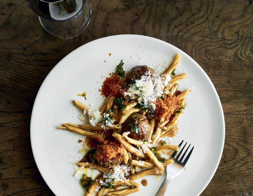 LAMB MEATBALLS & FRICELLI PASTA WITH DRIED-APRICOT GREMOLATA