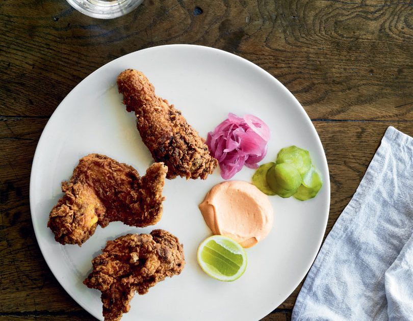 BUTTERMILK FRIED CHICKEN WITH RED-CHILLI YOGHURT