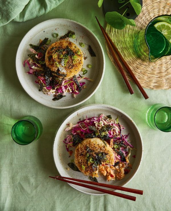 SALMON YAKI ONIGIRI WITH CABBAGE & SEAWEED SALAD Cuisine Magazine