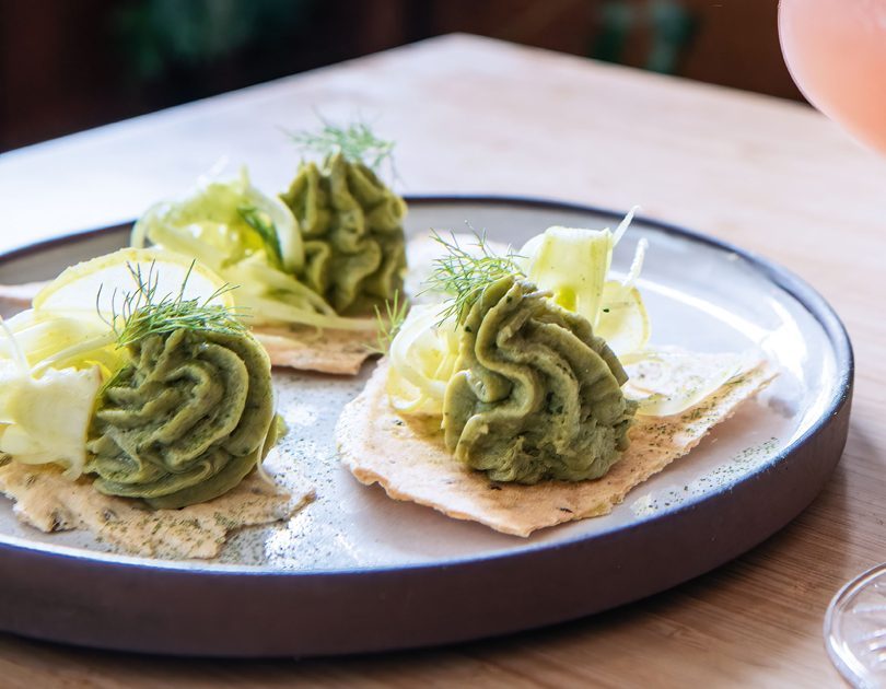 SMOKED FISH MOUSSE, FENNEL & APPLE PICKLE, FENNEL WATER CRACKER