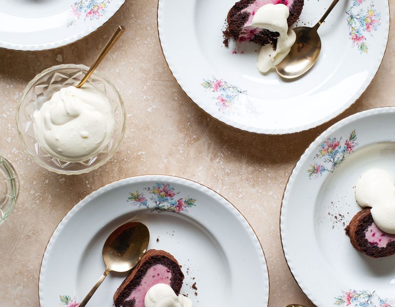 CHOCOLATE & BOYSENBERRY SEMIFREDDO ROLL