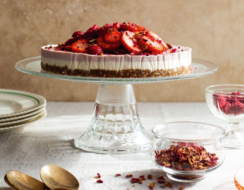 ROASTED-STRAWBERRY & ROSE VEGAN ‘CHEESECAKE’