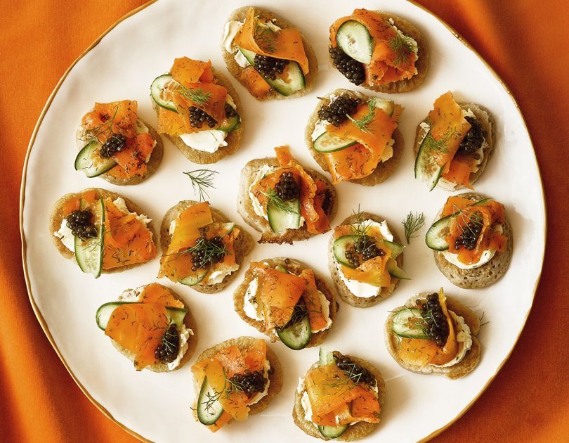 SMOKED-CARROT & CUCUMBER BLINIS