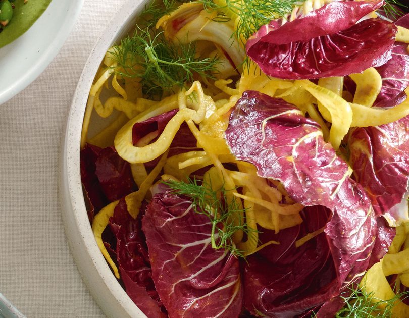 FENNEL & RADICCHIO SALAD, SAFFRON & GARLIC DRESSING