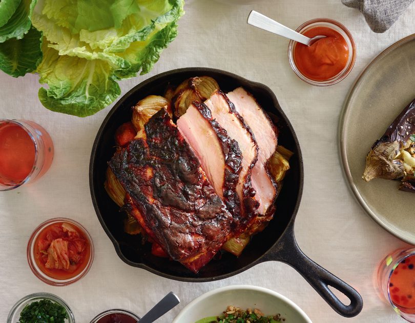 SPICY BARBECUE PORK BELLY WITH SALTED SPRING ONIONS