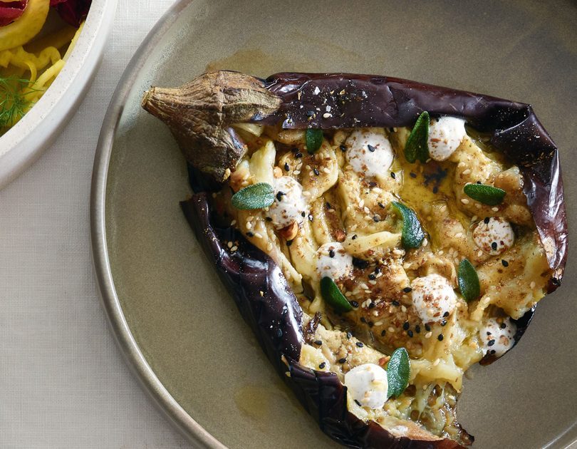WHOLE BAKED EGGPLANT WITH TOASTED SPICE & BUTTERMILK CURD