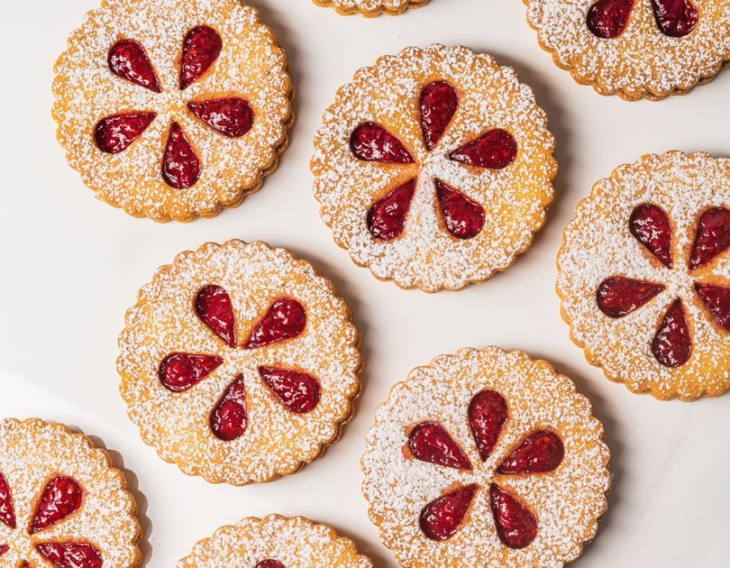 ROSE, RASPBERRY & LYCHEE LINZER COOKIES