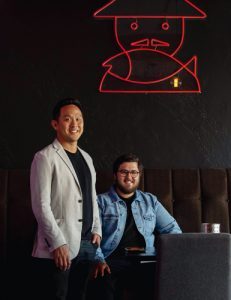 Mr Hao's owner Paul Wong and Julian Diprose