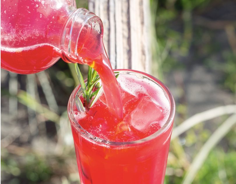 RHUBARB, RASPBERRY & ROSEMARY ICED TEA