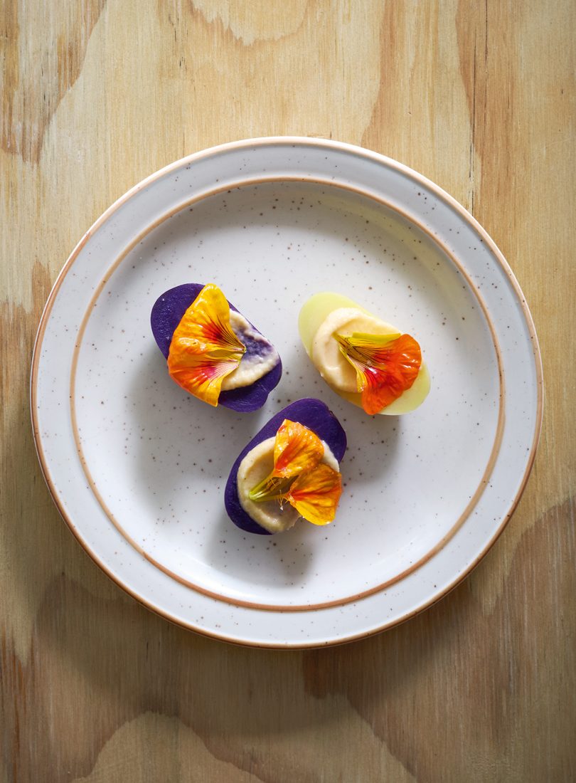 PICKLED POTATOES WITH WHIPPED TURNIP, NASTURTIUM & CHILLI PICKLED POTATOES WITH WHIPPED TURNIP, NASTURTIUM & CHILLI