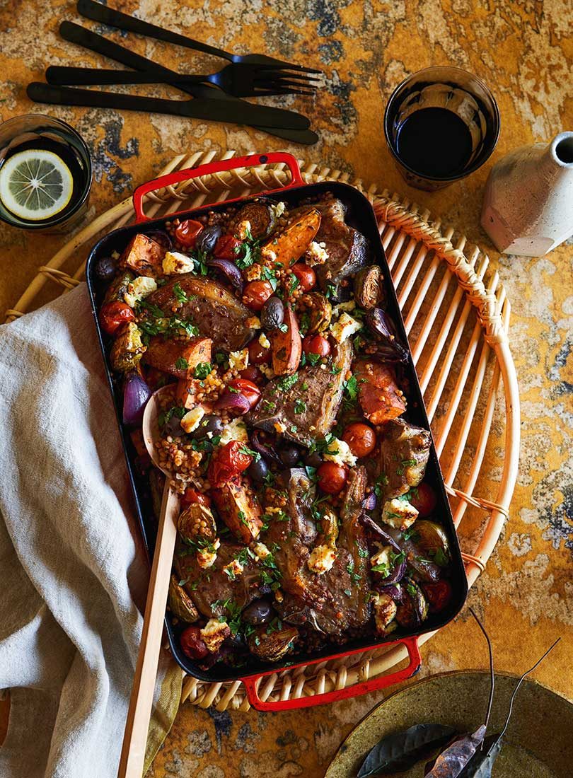 LAMB, KŪMARA & ISRAELI COUSCOUS TRAY BAKE