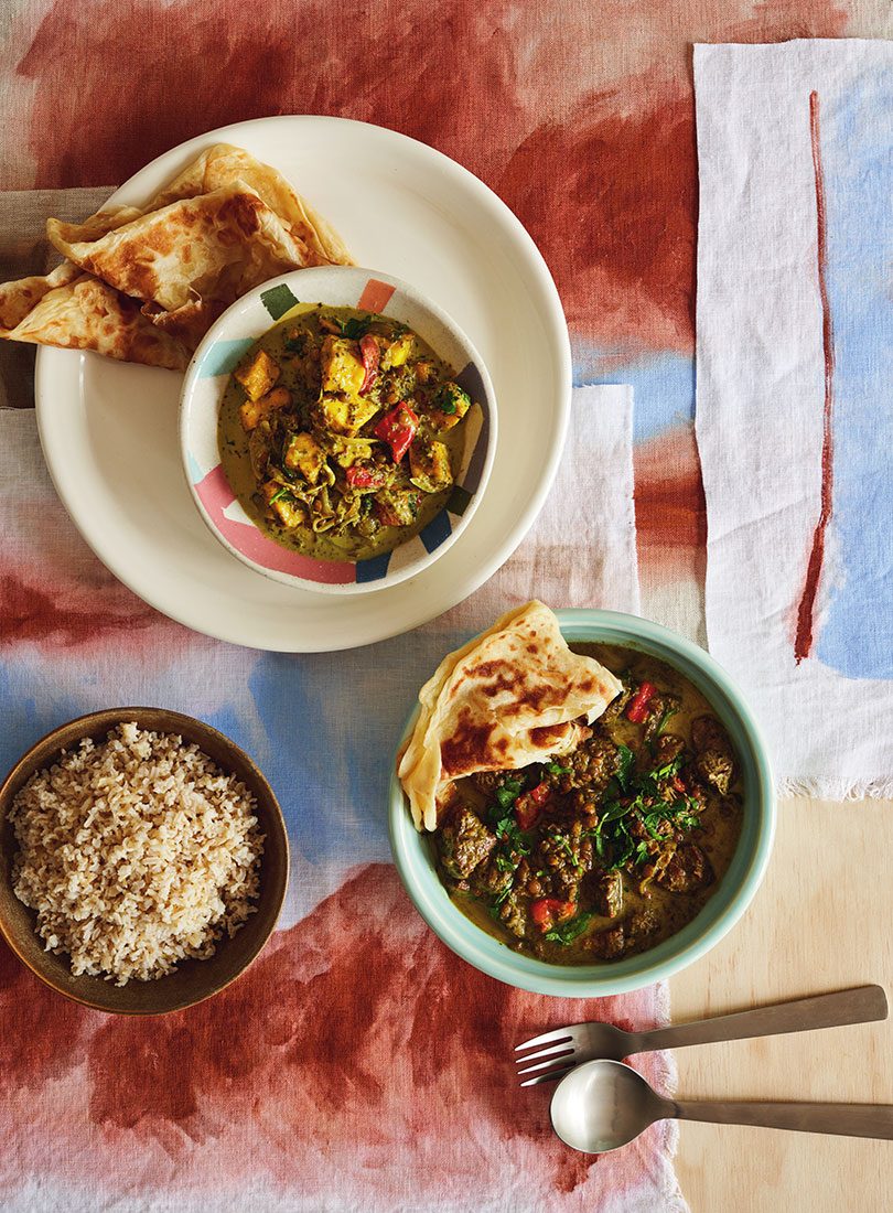 LAMB, GREEN LENTIL & SPINACH CURRY / PANEER, GREEN LENTIL & SPINACH CURRY