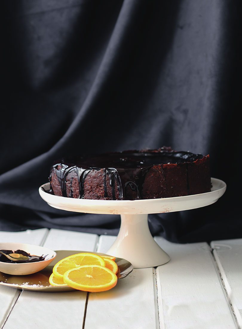 Dark Chocolate & Orange Basque-Style Cheesecake With Jaffa Glaze