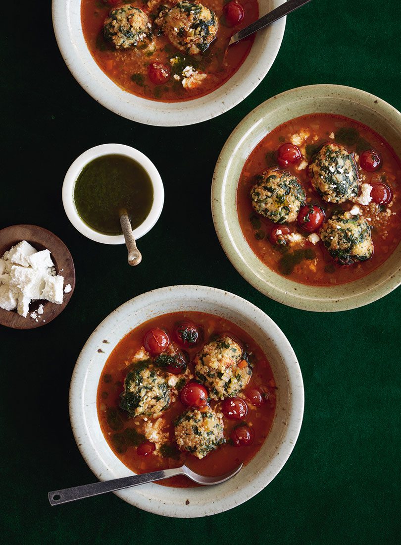 Tomato Quinoa Soup With Feta & Spinach Dumplings - Cuisine Magazine - From New Zealand to the World