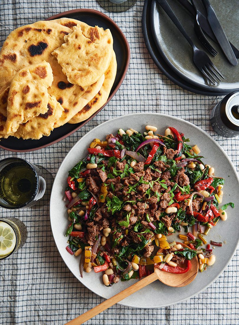 Sausage, Chard & Beans With Kūmara Somun - Cuisine Magazine - From New Zealand to the World