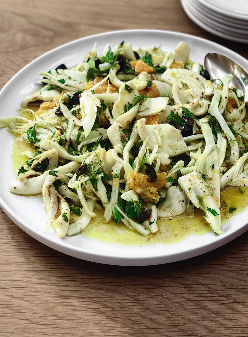 Grilled Squid With Orange, Fennel & Black Olives - Cuisine Magazine - From New Zealand to the World