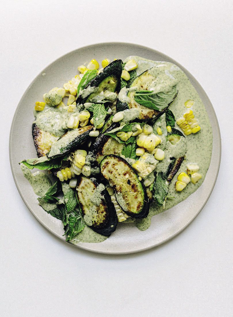 Charred Zucchini & Sweetcorn With Basil Caesar-Ish Sauce - Cuisine Magazine - From New Zealand to th