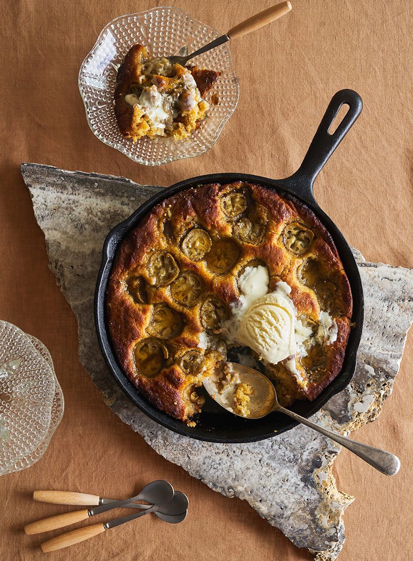 Feijoa Sticky Golden Syrup Skillet Pudding - Cuisine Magazine - From New Zealand to the World