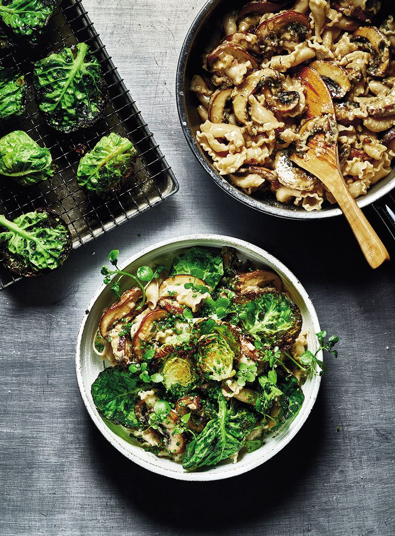 Creamy Pasta With Fried Mushrooms & Brussels Srouts - Cuisine Magazine - From New Zealand to the Wor