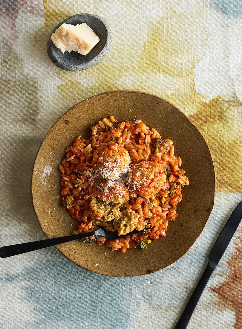 Kūmara & Chickpea Vegeballs With Orzo - Cuisine Magazine - From New Zealand to the World