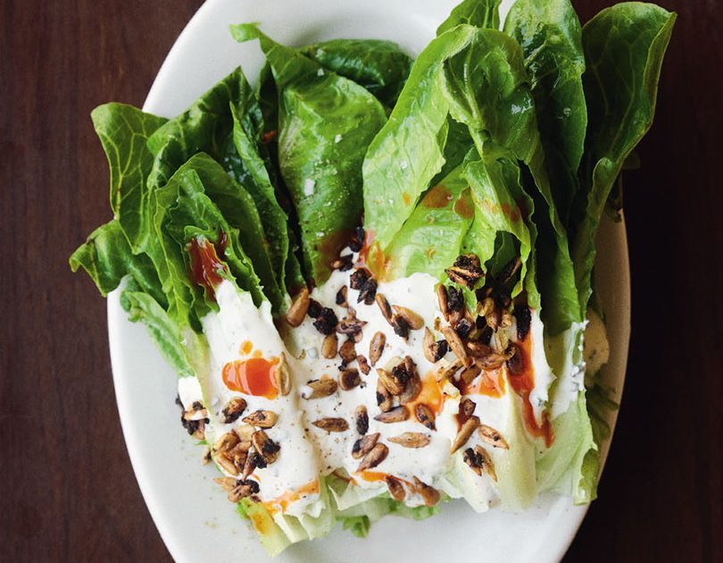 Cos Lettuce With Depot Ranch Dressing, Hot Sauce & Sweet Spiced Sunflower Seeds